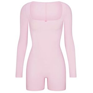 SKIMS NWT FIT EVERYBODY PICOT LONG SLEEVE ONESIE SMALL Cherry Blossom